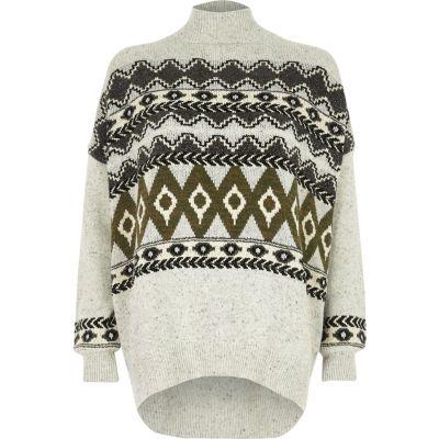 River Island Womens Fair Isle High Neck Sweater