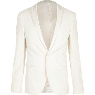 River Island Mens White Peak Lapel Skinny Fit Suit Jacket