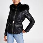 River Island Womens Faux Leather Fitted Padded Jacket