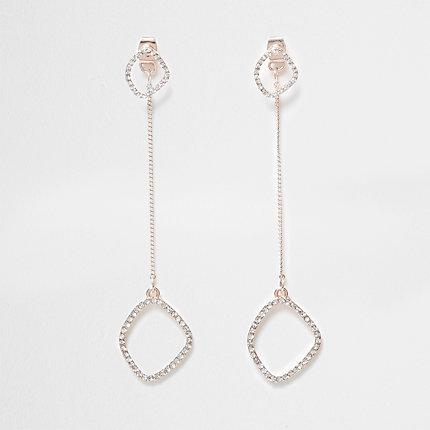River Island Womens Rose Gold Color Front And Back Drop Earrings