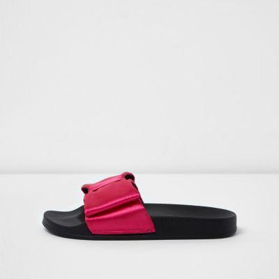 River Island Womens Satin Bow Sliders