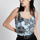 River Island Womens Bird Cage Print Fitted Bodysuit