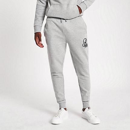 River Island Mens Marl R96 Muscle Fit Joggers