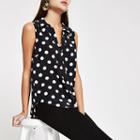 River Island Womens Spot Print V Neck Sleeveless Top