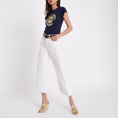 River Island Womens Bee Foil Print Fitted T-shirt