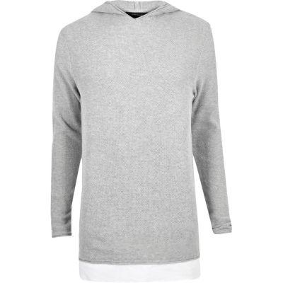 River Island Menslight Layered Longline Hoodie