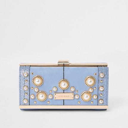 River Island Womens Pearl Embellished Clip Top Purse