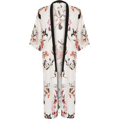 River Island Womens White Floral Print Kimono