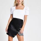 River Island Womens Faux Leather Houndstooth Mini Skirt