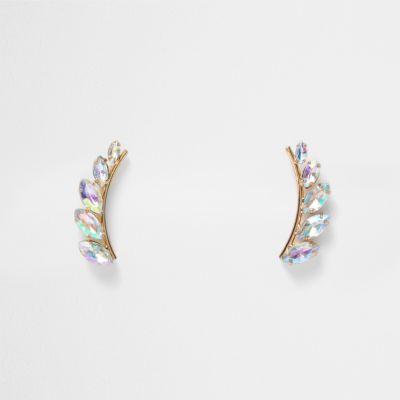 River Island Womens Gold Tone Leaf Gem Ear Cuffs