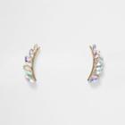 River Island Womens Gold Tone Leaf Gem Ear Cuffs