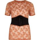 River Island Womens Embroidered Corset Front Fitted T-shirt