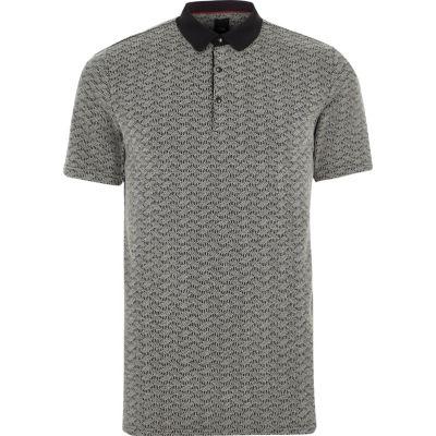 River Island Mens Jacquard Slim Fit Polo Shirt