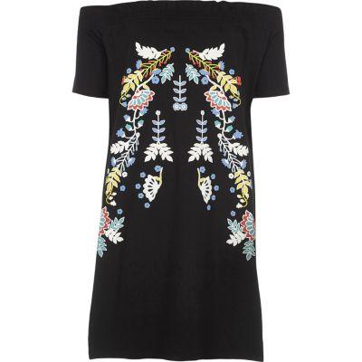 River Island Womens Floral Print Oversized Bardot Top
