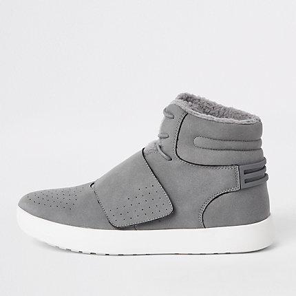 River Island Mens Borg Lined High Top Trainers