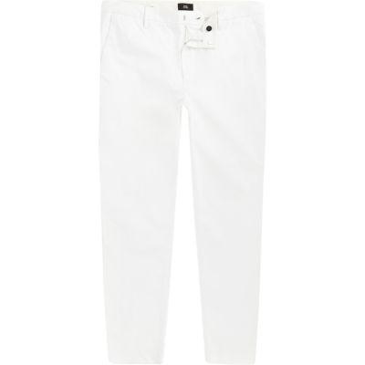 River Island Mens White Cropped Skinny Chino Trousers