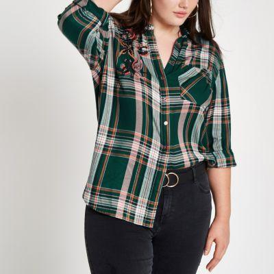 River Island Womens Plus Check Embellished Shirt