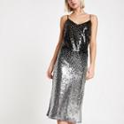 River Island Womens Silver Ombre Sequin Slip Dress