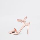 River Island Womens Rose Gold Wide Fit Metallic Two Part Sandals