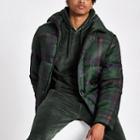 River Island Mens Check Funnel Neck Puffer Jacket