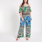 River Island Womens Plus Scarf Print Bardot Jumpsuit