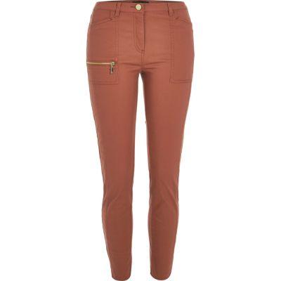 River Island Womens Rust Zip Skinny Fit Pants