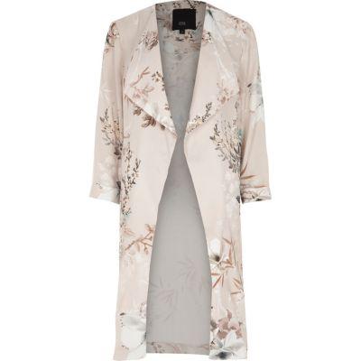 River Island Womens Floral Print Side Split Duster Coat