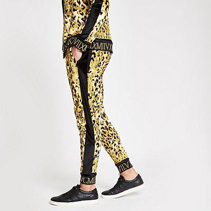 River Island Mens Jaded London Leopard Print Joggers