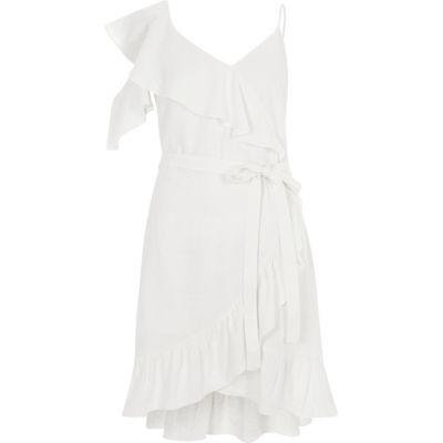 River Island Womens White One Shoulder Mini Dress