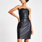 River Island Womens Faux Leather Belted Bandeau Dress