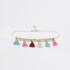 River Island Womens Woven Multicolored Tassel Choker