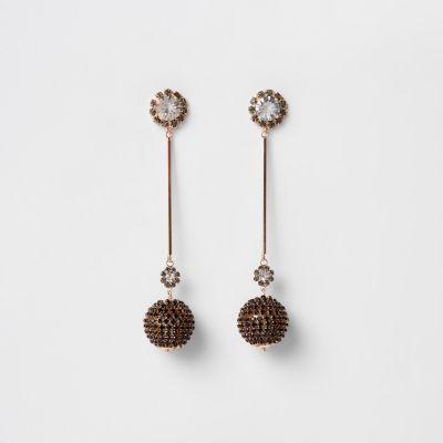 River Island Womens Gold Tone Cup Chain Ball Drop Earrings