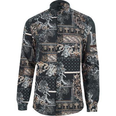 River Island Mens Baroque Print Slim Fit Shirt