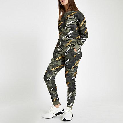 River Island Womens Petite 'rue Saint' Camo Sweatshirt