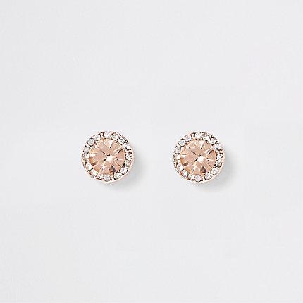 River Island Womens Rose Gold Tone Diamante Earrings