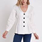 River Island Womens White V Neck Button Front Blouse