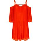 River Island Womens Plisse Chiffon Cold Shoulder Swing Dress