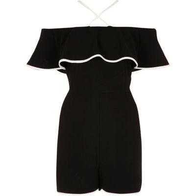 River Island Womens Deep Frill Bardot Crossover Romper