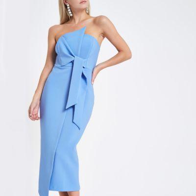 River Island Womens Petite Bandeau Bodycon Midi Dress
