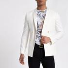 River Island Mens White Double Breasted Skinny Suit Jacket