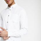 River Island Mens White Lyocell Chest Pocket Slim Fit Shirt