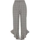 River Island Womens Gingham Frill Hem Cropped Trousers