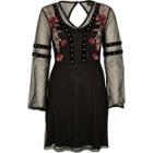 River Island Womens Mesh Stud Trim Embroidered Dress