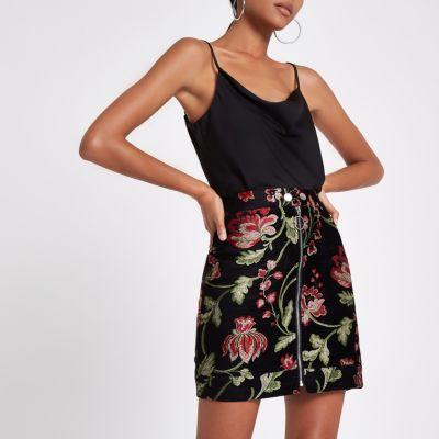River Island Womens Floral Biker Mini Skirt