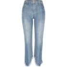River Island Womens Frayed Straight Cropped Leg Jeans