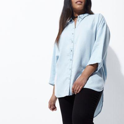 River Island Womens Plus Know Back Denim Shirt