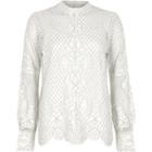 River Island Womens White Lace High Neck Long Sleeve Top