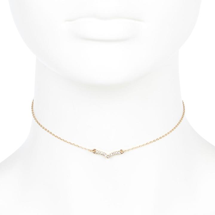 River Island Womens Gold Tone Skinny V Choker Necklace