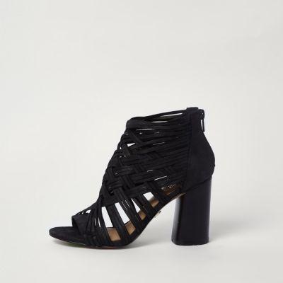 River Island Womens Lattice Block Heel Shoe Boots