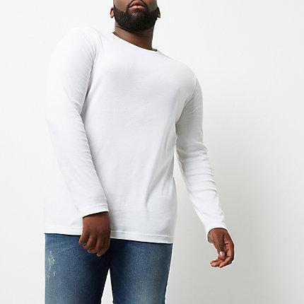 River Island Mens Big And Tall White Long Sleeve T-shirt